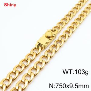 750x9.5mm Gold Cuban Chain Stainless Steel Necklace - KN284442-Z