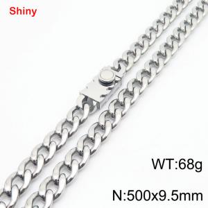 500x9.5mm wide Cuban chain stainless steel necklace - KN284444-Z