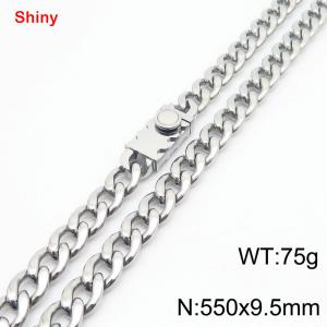 550x9.5mm wide Cuban chain stainless steel necklace - KN284445-Z