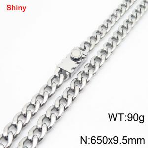 650x9.5mm wide Cuban chain stainless steel necklace - KN284447-Z