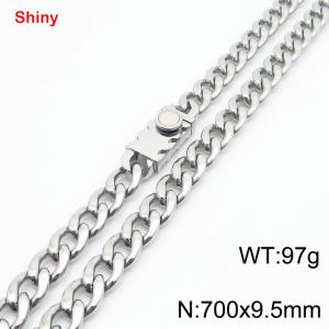 700x9.5mm wide Cuban chain stainless steel necklace - KN284448-Z