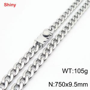 750x9.5mm wide Cuban chain stainless steel necklace - KN284449-Z