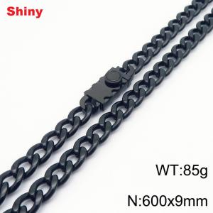 600x9.0mm black Cuban chain stainless steel necklace - KN284453-Z