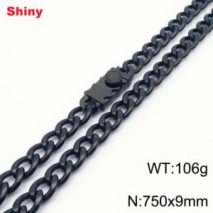 750x9.0mm black Cuban chain stainless steel necklace - KN284456-Z