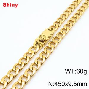 450x9.5mm Gold Cuban Chain Stainless Steel Necklace - KN284457-Z