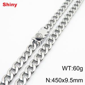 450x9.5mm wide Cuban chain stainless steel necklace - KN284464-Z