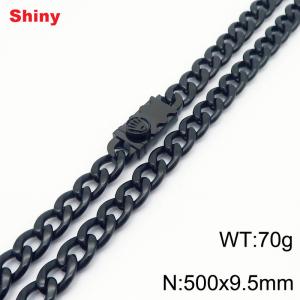 500x9.5mm black Cuban chain stainless steel necklace - KN284472-Z