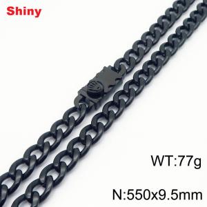 550x9.5mm black Cuban chain stainless steel necklace - KN284473-Z