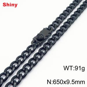 650x9.5mm black Cuban chain stainless steel necklace - KN284475-Z