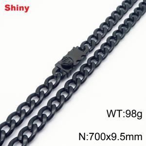 700x9.5mm black Cuban chain stainless steel necklace - KN284476-Z