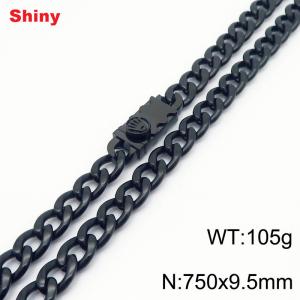 750x9.5mm black Cuban chain stainless steel necklace - KN284477-Z