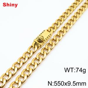 550x9.5mm Gold Cuban Chain Stainless Steel Necklace - KN284480-Z