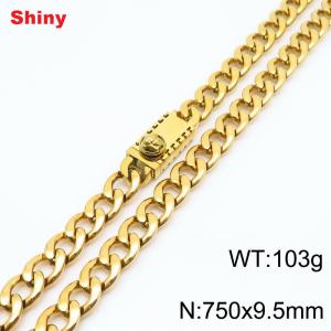 750x9.5mm Gold Cuban Chain Stainless Steel Necklace - KN284484-Z