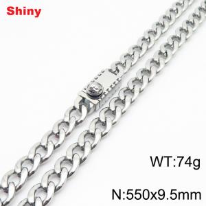 550x9.5mm wide Cuban chain stainless steel necklace - KN284487-Z