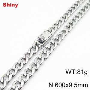 600x9.5mm wide Cuban chain stainless steel necklace - KN284488-Z