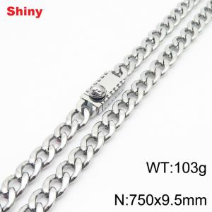 750x9.5mm wide Cuban chain stainless steel necklace - KN284491-Z