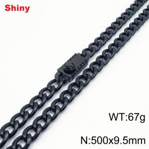 500x9.5mm black Cuban chain stainless steel necklace - KN284493-Z