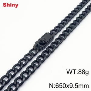 650x9.5mm black Cuban chain stainless steel necklace - KN284496-Z