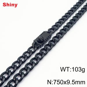 750x9.5mm black Cuban chain stainless steel necklace - KN284498-Z