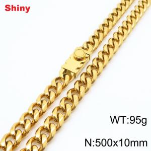 10 * 500mm fashionable stainless steel polished Cuban chain square buckle necklace - KN284500-Z