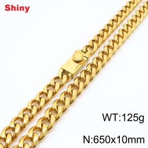 10 * 650mm fashionable stainless steel polished Cuban chain square buckle necklace - KN284524-Z