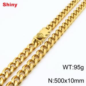 10 * 500mm fashionable stainless steel polished Cuban chain square crown buckle necklace - KN284563-Z