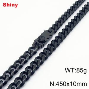 10 * 450mm fashionable stainless steel polished Cuban chain square crown buckle necklace - KN284576-Z