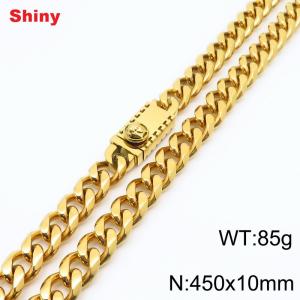 10 * 450mm fashionable stainless steel polished Cuban chain square Medusa buckle necklace - KN284583-Z