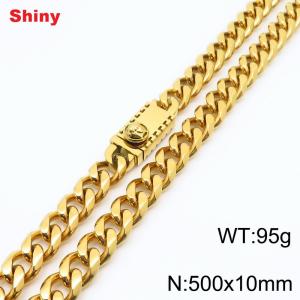 10 * 500mm fashionable stainless steel polished Cuban chain square Medusa buckle necklace - KN284584-Z