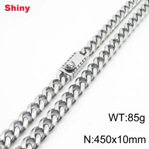 10 * 450mm fashionable stainless steel polished Cuban chain square Medusa buckle necklace - KN284590-Z