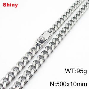 10 * 500mm fashionable stainless steel polished Cuban chain square Medusa buckle necklace - KN284591-Z