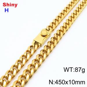 10*450mm European and American style vacuum electroplating 18k round ground Cuban chain stainless steel men's necklace - KN284604-Z