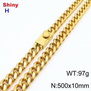 10*500mm European and American style vacuum electroplating 19k round ground Cuban chain stainless steel men's necklace - KN284605-Z