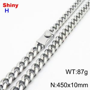 10*450mm European and American style steel round ground Cuban chain stainless steel men's necklace - KN284611-Z