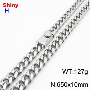 10*650mm European and American style steel round ground Cuban chain stainless steel men's necklace - KN284615-Z