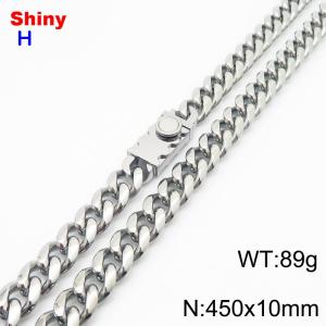 10*450mm European and American style steel round ground Cuban chain stainless steel men's necklace - KN284632-Z