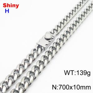 10*700mm European and American style steel round ground Cuban chain stainless steel men's necklace - KN284637-Z