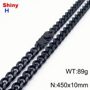 10*450mm European and American style black round ground Cuban chain stainless steel men's necklace - KN284639-Z