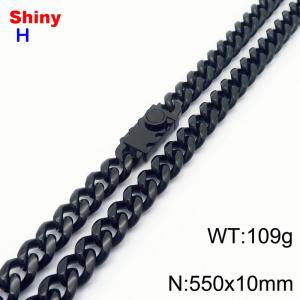 10*550mm European and American style black round ground Cuban chain stainless steel men's necklace - KN284641-Z-