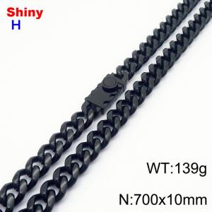 10*700mm European and American style black round ground Cuban chain stainless steel men's necklace - KN284644-Z