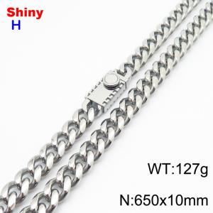 10*650mm European and American style steel round ground Cuban chain stainless steel men's necklace - KN284657-Z