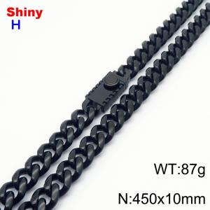 10*450mm European and American style black round ground Cuban chain stainless steel men's necklace - KN284660-Z