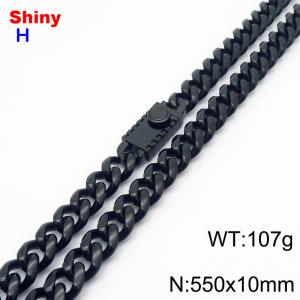 10*550mm European and American style black round ground Cuban chain stainless steel men's necklace - KN284662-Z