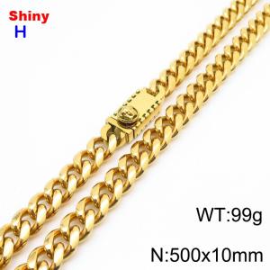 10*500mm European and American style vacuum electroplated 18k portrait buckle, round ground Cuban chain, stainless steel men's necklace - KN284689-Z