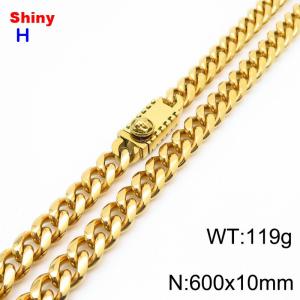 10*600mm European and American style vacuum electroplated 18k portrait buckle, round ground Cuban chain, stainless steel men's necklace - KN284691-Z