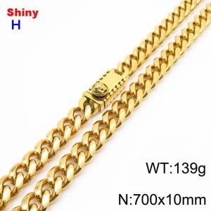 10*700mm European and American style vacuum electroplated 18k portrait buckle, round ground Cuban chain, stainless steel men's necklace - KN284693-Z