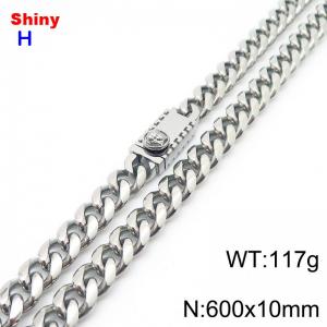 600x10mm stainless steel Cuban chain necklace in steel color - KN284698-Z