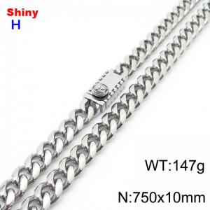 750x10mm stainless steel Cuban chain necklace in steel color - KN284701-Z