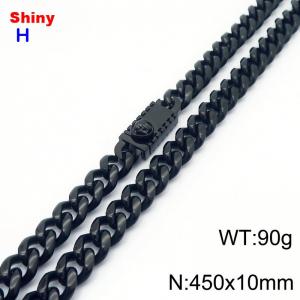 450x10mm stainless steel black Cuban chain necklace - KN284702-Z