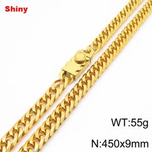 450x9mm Shiny Link Chain Necklace With Unique Clasp Men Women Stainless Steel 304 Jewelry Gold Color - KN284709-Z